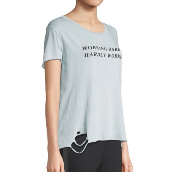 WILDFOX Hardly Working Distressed Crewneck T Sz S - Picture 3 of 3